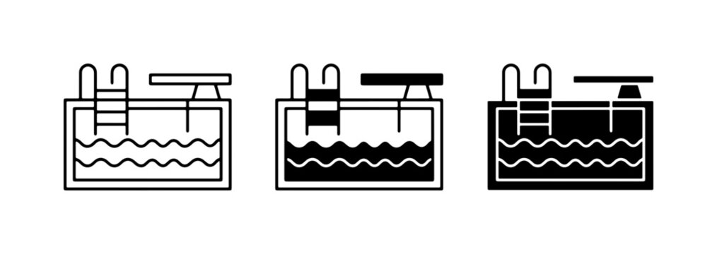 Swimming pool icon, solid for app and web