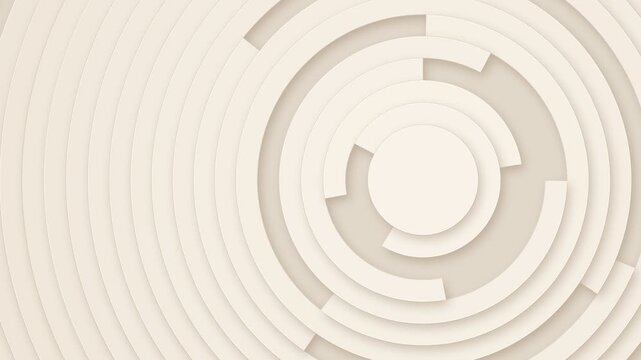 Abstract beige circular geometric pattern with 3d layered motion