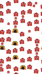Seamless pattern of red barns and burrows © via