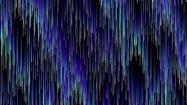 High tech blue vertical lines falling on abstract black background. loop technology background