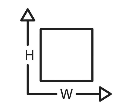 Box dimension height width measurement line vector icon for sizing scale