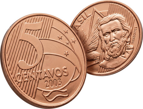 Brazilian 5-centavo coin, year 2003, obverse and reverse