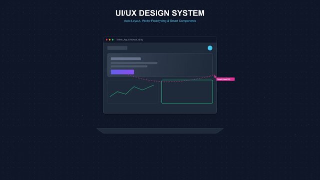 UI UX Design System Animation Featuring Interface Wireframe Auto Layout and Smart Components
