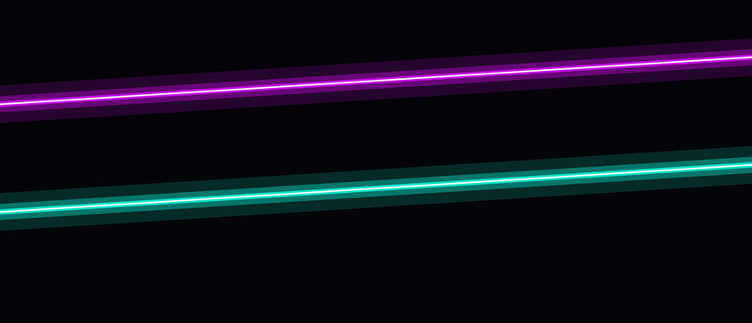 Neon glowing parallel lines featuring vibrant violet and turquoise colors perfect for futuristic digital interface backgrounds.