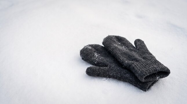 Winter Mittens Resting on Fresh Snow