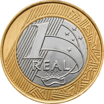 2008 Brazilian 1 Real coin, tails side