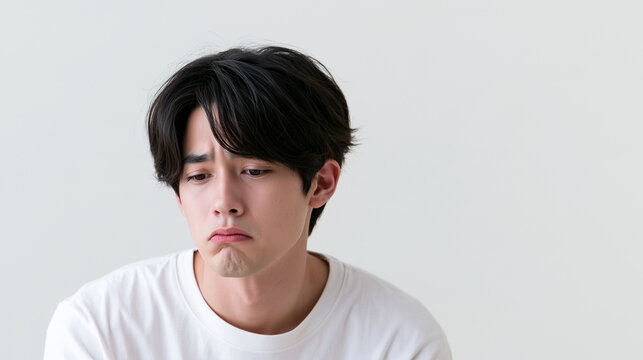 がっかりした表情を見せる男性のコミカルな感情表現