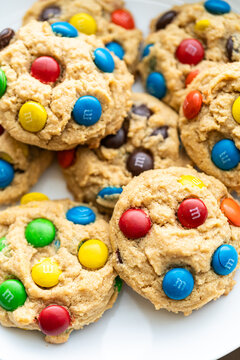 Colorful Homemade Cookies on White Plate