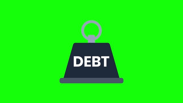 Heavy Black Metal Debt Weight Graphic Animation Concept Green Screen
