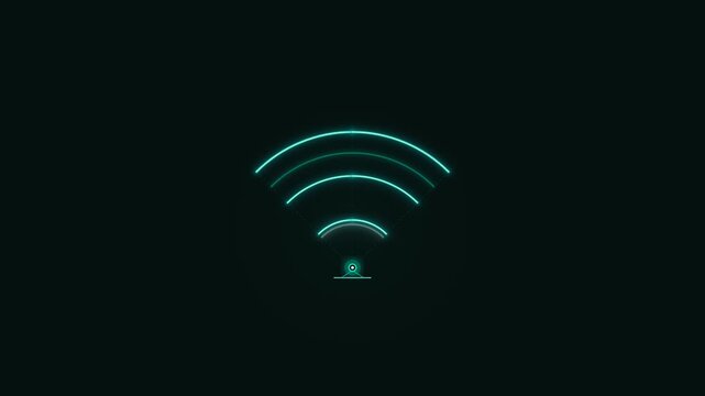 Neon WiFi Wireless Connectivity Signal Technology Kinetic Loop Animation in 4K