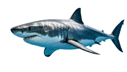 Obraz premium Great white shark swimming, isolated on transparent background