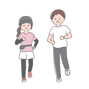 ランニングをする若いカップル