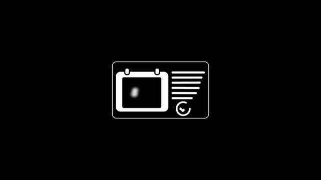 Animated task list appearing on calendar sunday icon isolated on black screen background.Dynamic calender icon animated video.Calendar icon showing Sunday with motion graphic.