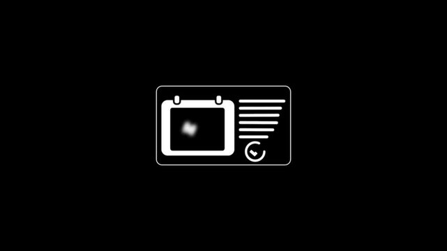 Animated task list appearing on calendar monday icon isolated on black screen background.Dynamic calender icon animated video.Calendar icon showing monday with motion graphic.
