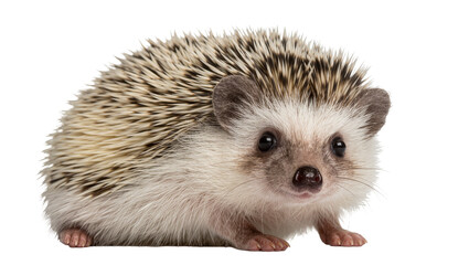 Small African pygmy hedgehog with spiky quills, isolated on transparent background © Aliona