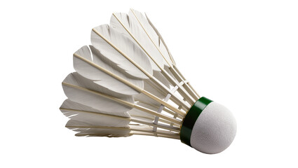 White feather shuttlecocks with green band, isolated on transparent background © Corotaev