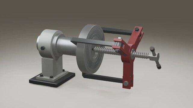 Three-jaw bearing puller extracting a bearing in 3D animation
