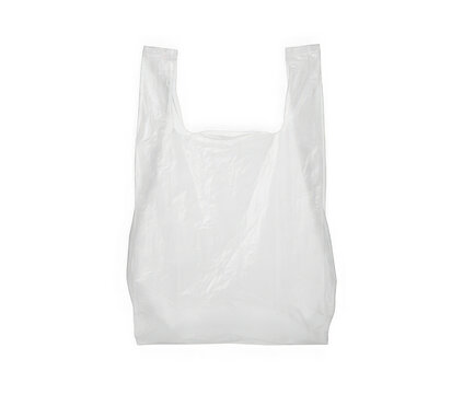 Empty white plastic shopping bag isolated on transparent background