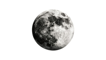 Detailed full moon with visible craters and maria, isolated on transparent background © Viktor