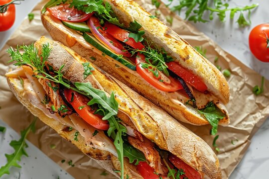 Chicken Sandwiches With Fresh Tomatoes And Greens