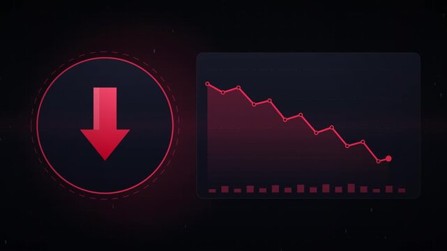 Abstract Motion Low Chart Background with Glowing Particles and Smooth Light Waves