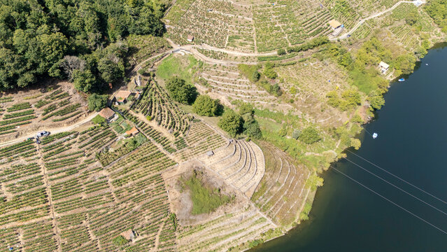 Ribeira Sacra vineyards terraced landscape along Sil river