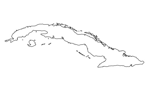 Cuba outline map with surrounding islands for caribbean geography and infographic design.