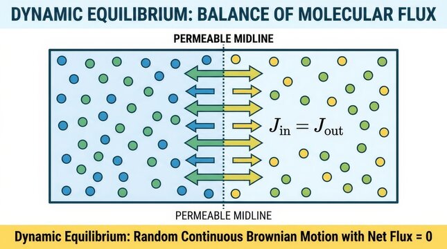 Dynamic Equilibrium Molecular Flux Illustration Concept.