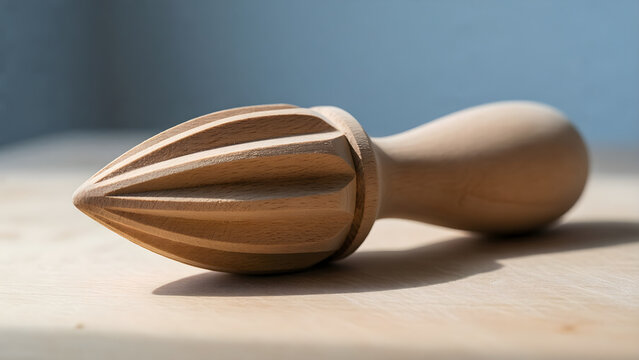 Wooden citrus reamer with a ridged cone