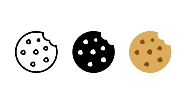 Chocolate chip cookie icon set vector illustration vector graphic design symbol