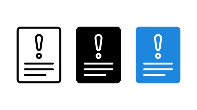 Complaint form icons design set featuring document and exclamation mark symbol