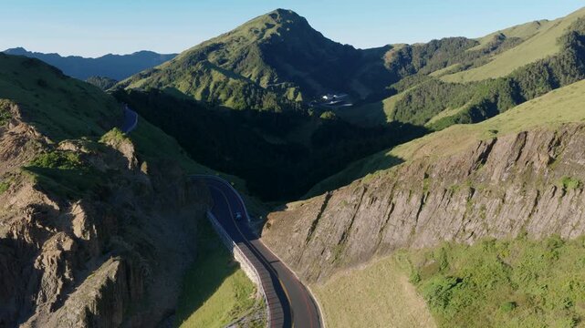 Aerial view mountain road  in  Hehuan mountain ,Taiwan