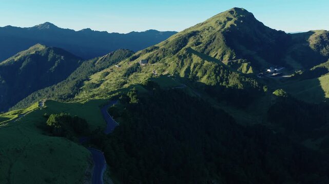 Aerial view mountain road  in  Hehuan mountain ,Taiwan