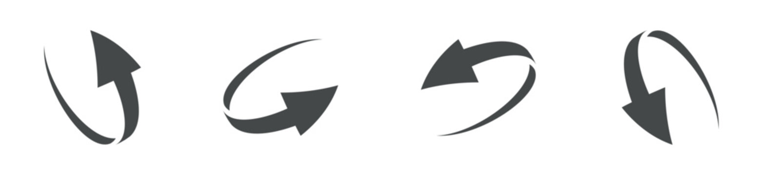 Four vector arrows arranged in various positions. Each arrow has a different shape and direction. The design is simple and works well for graphic projects.