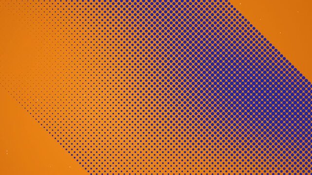 Orange background with blue halftone dot pattern gradient