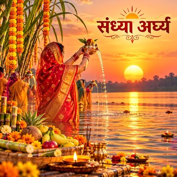 Sandhya Arghya Chhath Puja Celebration at Sunset