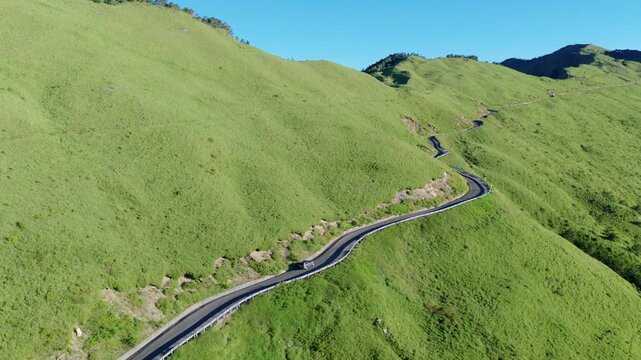 Aerial view mountain road  in  Hehuan mountain ,Taiwan