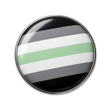Glossy agender pride button badge, isolated on transparent background