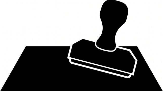 Rubber stamp icon on a document for official approval and validation