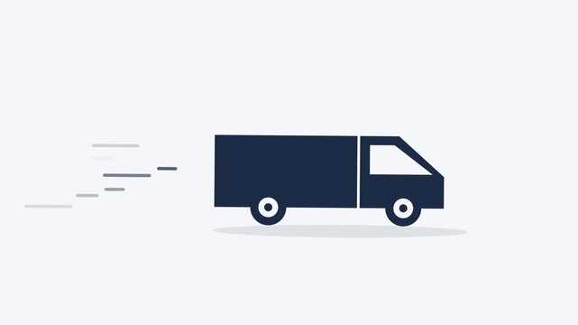 Fast Moving Delivery Truck Icon Showing Logistics Speed and Efficient Shipping Transportation Concept for Modern E-commerce Business Operations