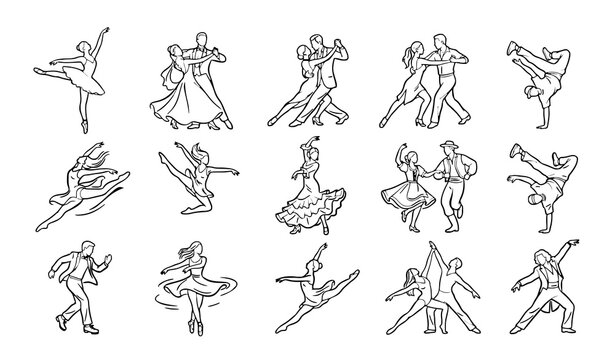 Untitled design - 3 Dance and Performing Arts Styles Hand Drawn Black Ink Line Art Vector Illustration Collection