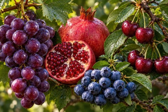 polyphenol rich fruit is arranged on a bright table