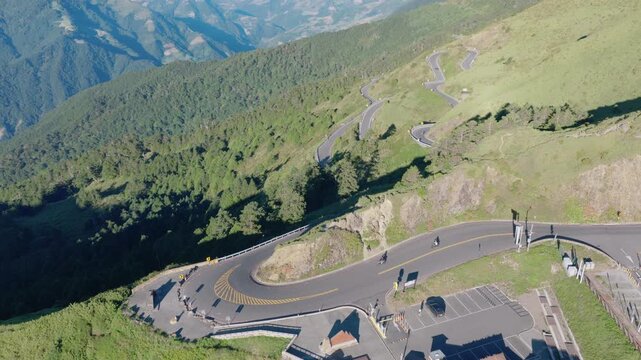 Aerial view mountain road  in  Hehuan mountain ,Taiwan