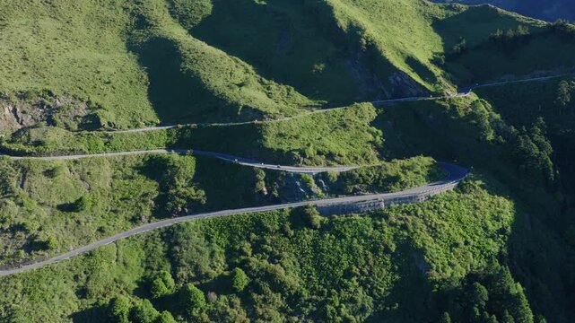 Aerial view mountain road  in  Hehuan mountain ,Taiwan