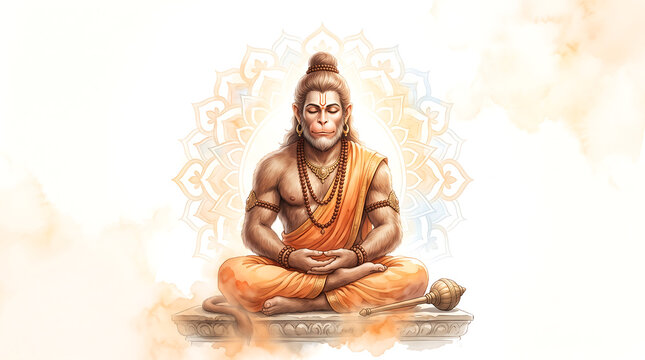 Hanuman Ji Powerful Warrior Deity Indian Hindu Festival Background
