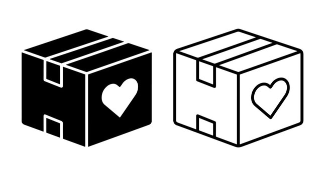 Package box icon with heart symbol design for delivery gift services