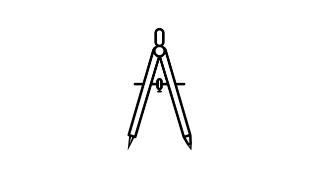 Mathematical drawing compass technical tool icon on transparent background