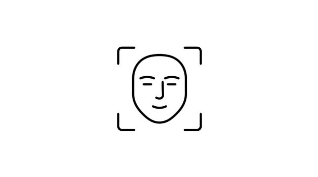 Facial recognition scan icon for modern digital security identity checks