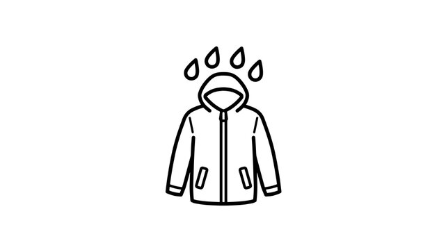 Rain jacket icon featuring water droplets for rainy weather protection