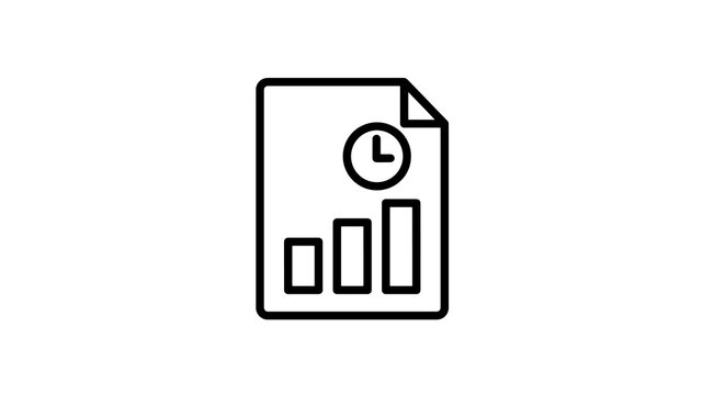 Time bar chart report flat icon on transparent background for analytics